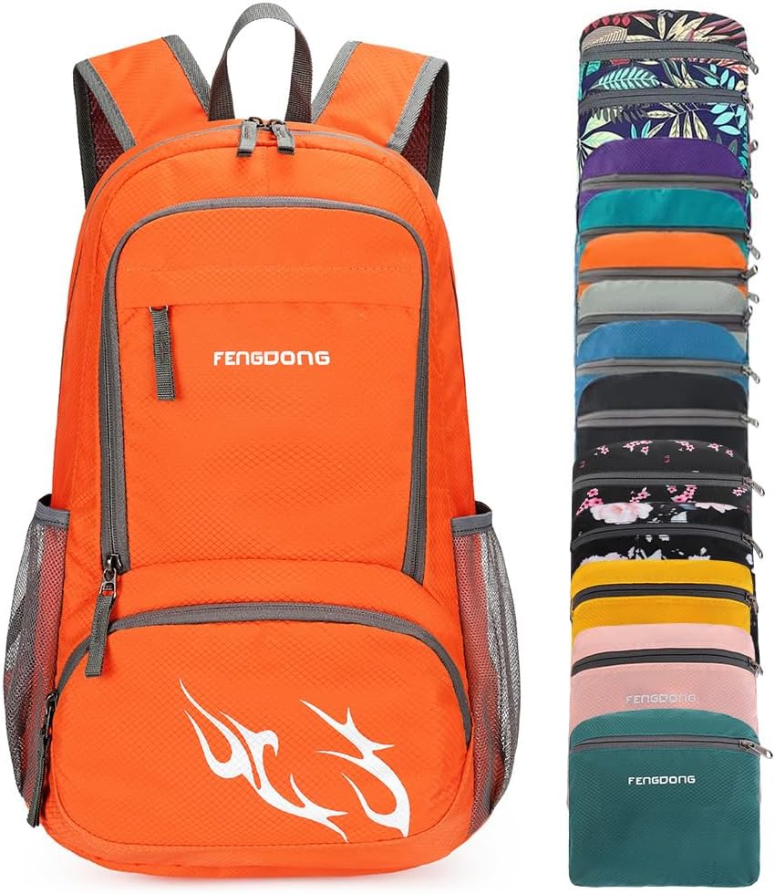 Foldable Backpack Small - FENGDONG 35L خفيف الوزن وقابل للطي